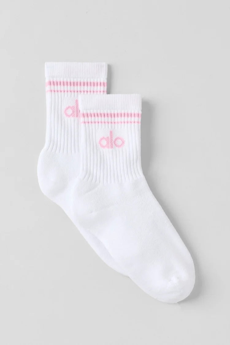 Chaussettes Double Ligne Blanc & Rose